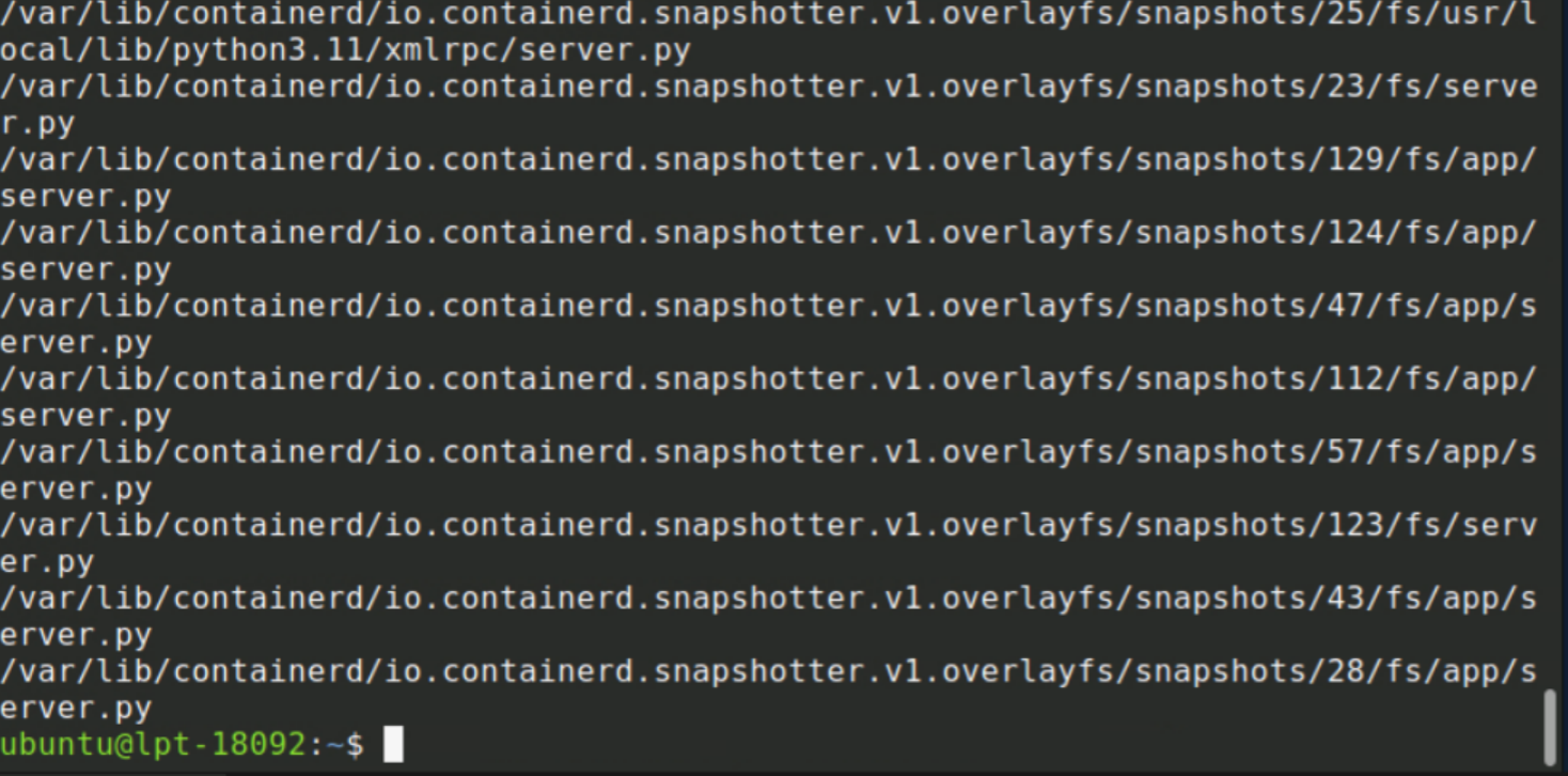 find showing server.py inside Docker overlay filesystem